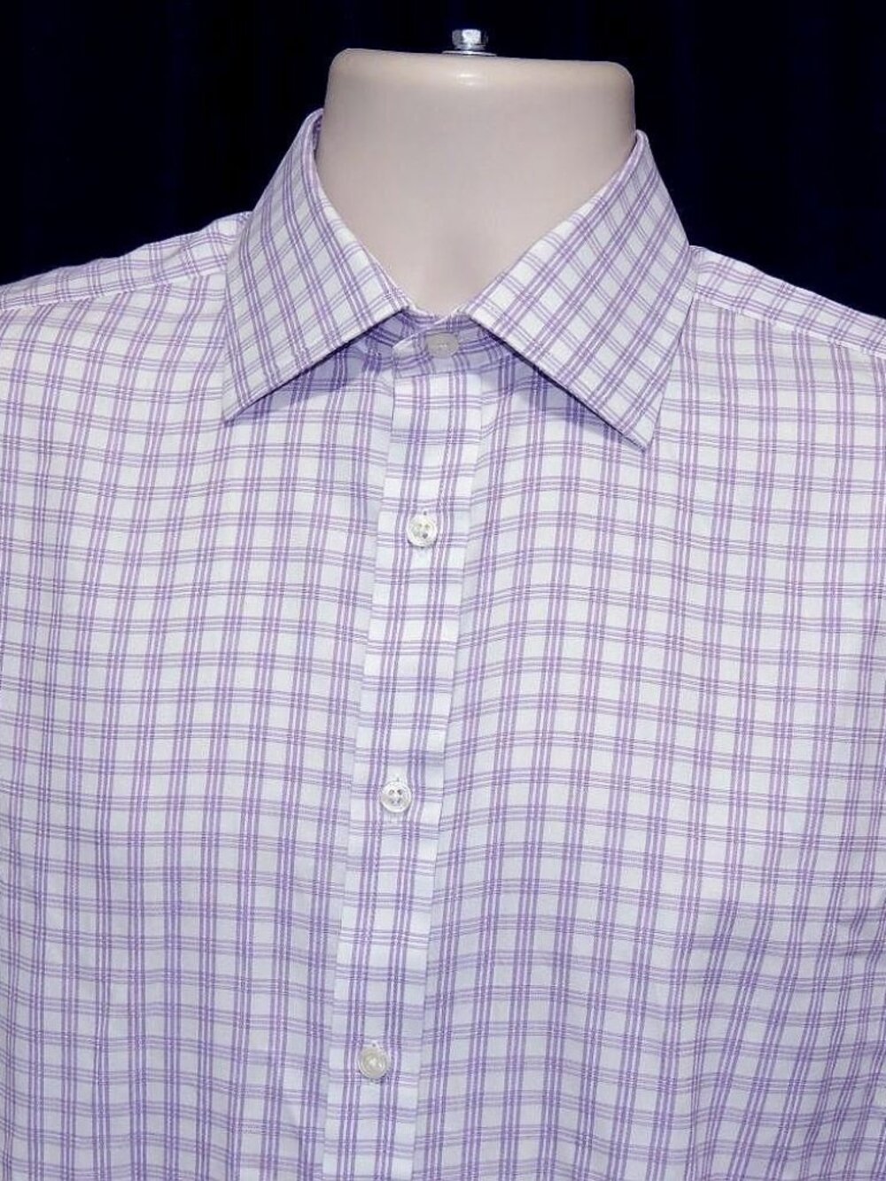 THOMAS PINK Fine Two Fold Light Purple Plaid Men's Dress Shirt 15.5 X 34 MINT